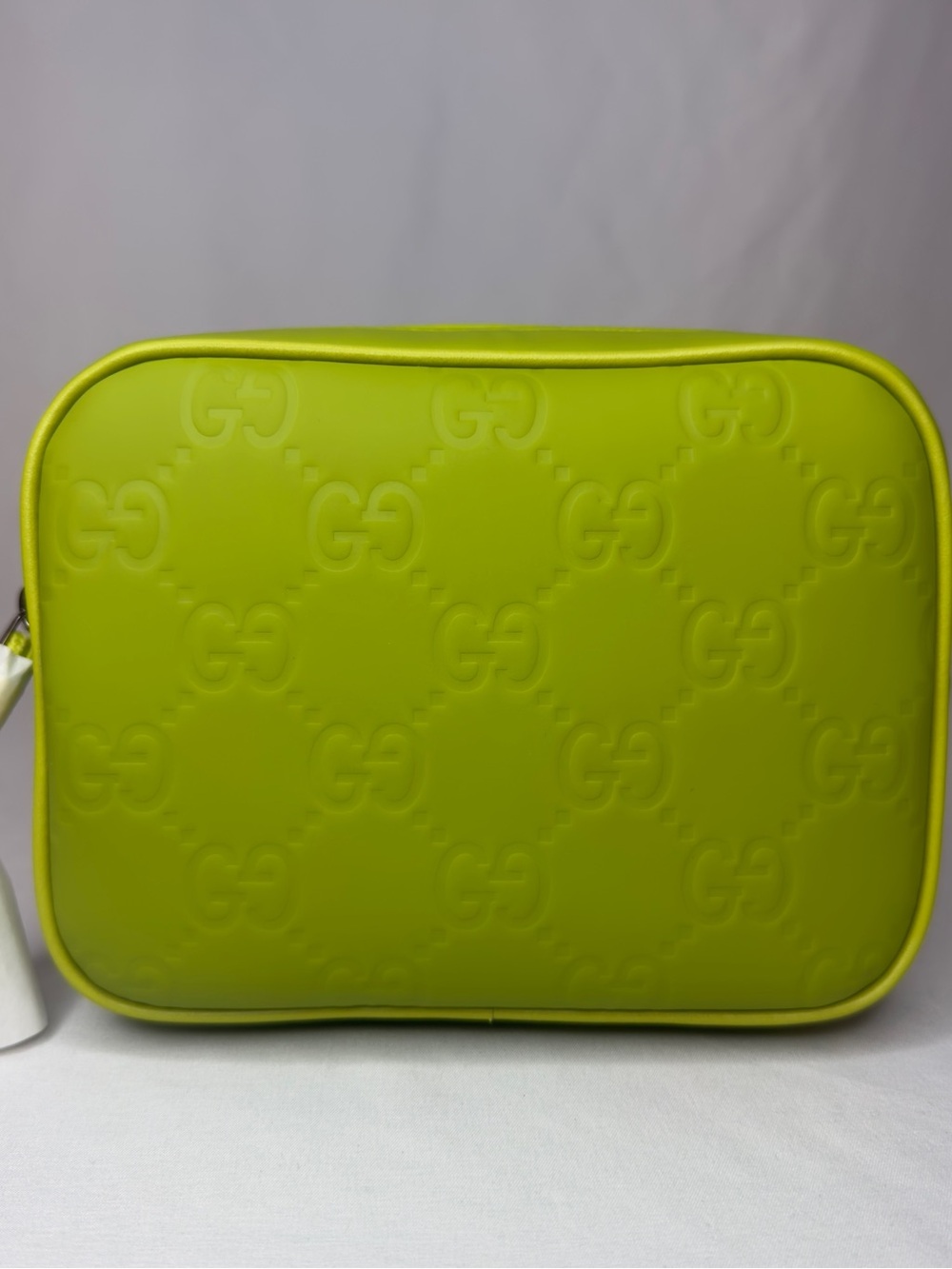 Gucci Lime Green Embossed GG Cosmetic Case